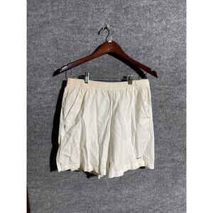 Nike Shorts Mens Large Cream White Swim Trunks Mesh Lined Elastic Waist Pockets